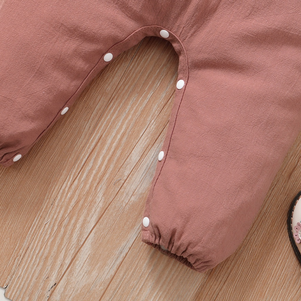 【 0-18 months 】 Baby doll collar embroidered fake two-piece jumpsuit | Pink long sleeved shirt | Sweet princess style crawling suit | Spring and Autumn baby jumpsuit