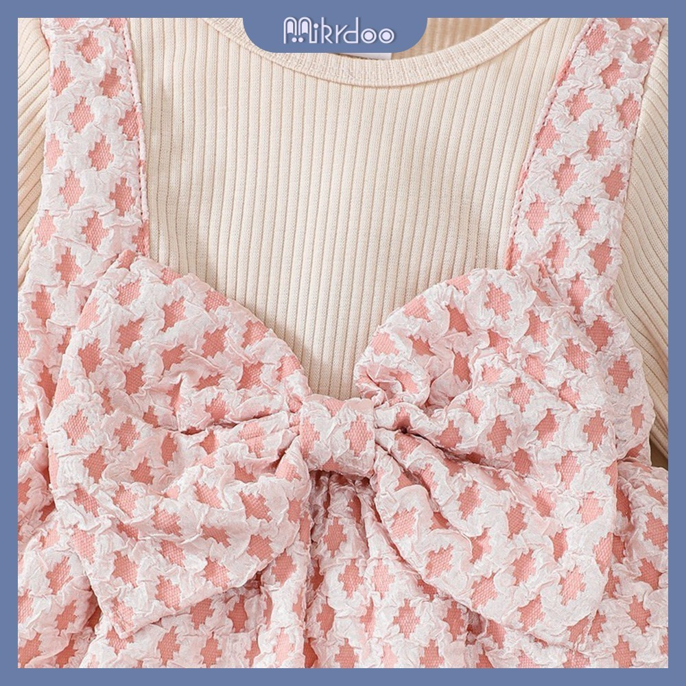 0-3Years Baby Girl Princess Dress Long Sleeve Imitation 2PCS with Headband Plaid Pattern Fashion Style Elegant Party Birthday Wear