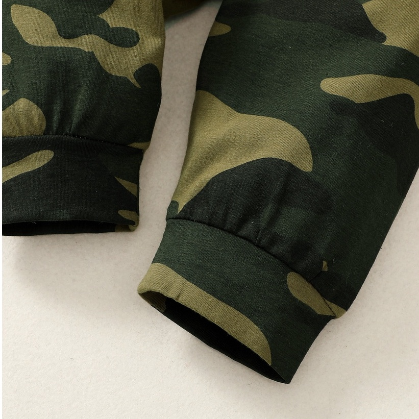 0-18 Months Newborn Baby Boy 3pcs Spring Summer Jumpsuit Set/ Infant Boy Funny Slogan Romper + Camouflage Print Pants + Headband/ Casual Sport Style Costume Fashion Leisure Wear