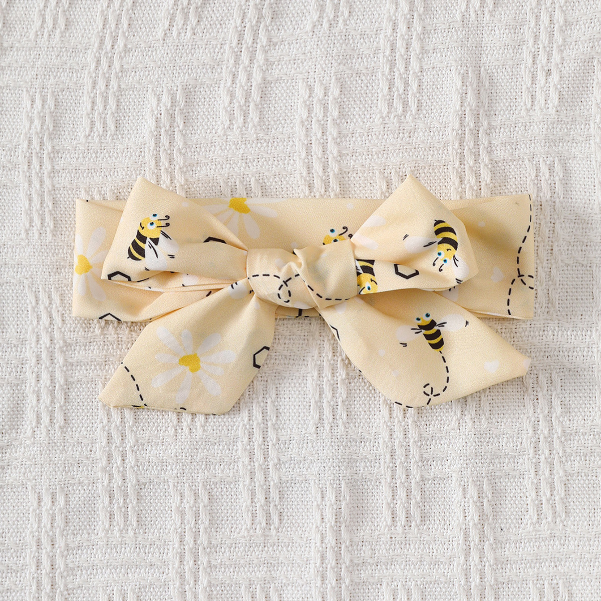 0-2 Years Baby Girl's Bee-Print Dress Set with Headband: Adorable & Breathable for Summer Play, Perfect for Infant & Toddler