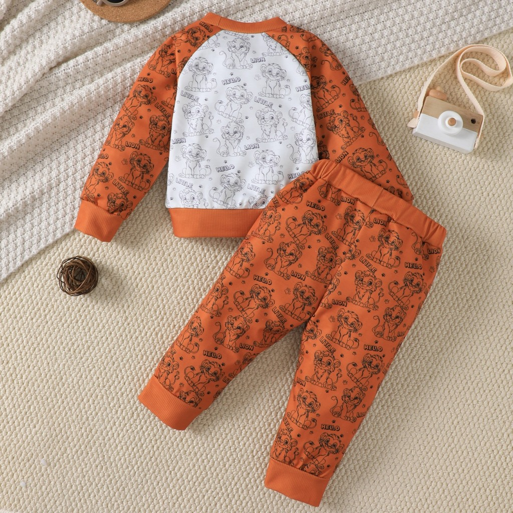 Lion King anime printed jumpsuit Boy's Winter Suit Baby Suit  Infant  Boy Line Printed Coat Outwear Knitted Suit