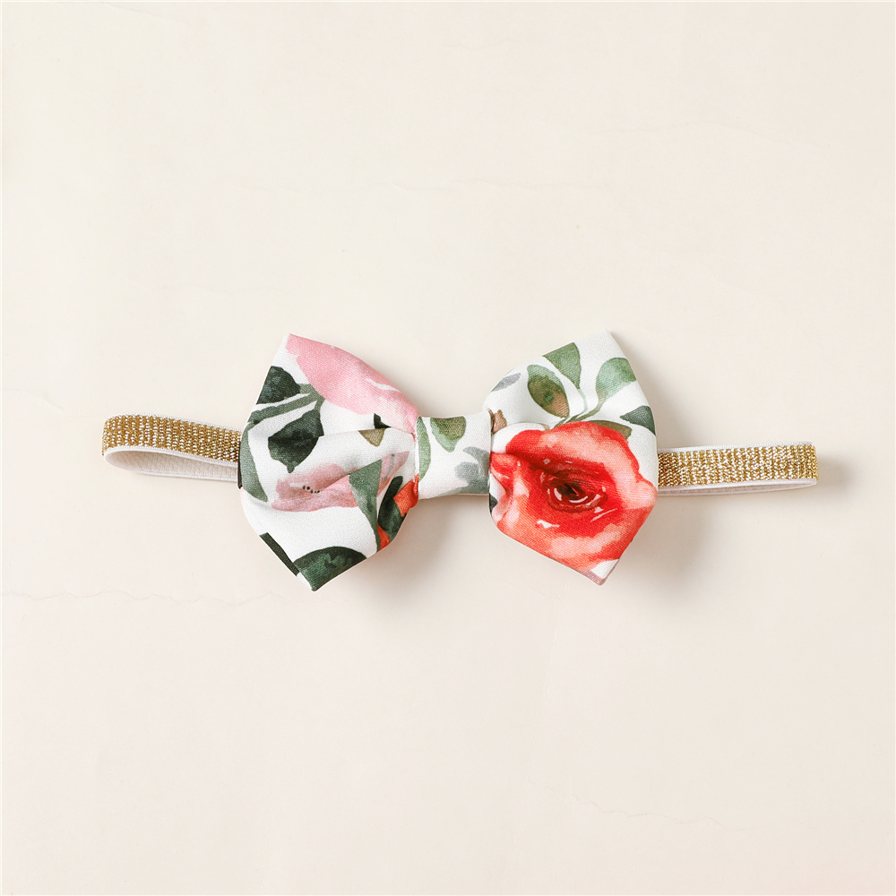 1-6 Years Girls' Sweet Coral Orange Outfit with Ruffled Sleeves & Floral Print Pants, Bowknot Waist, Comfortable Two-Piece Set for Daily Wear & Outdoor Play