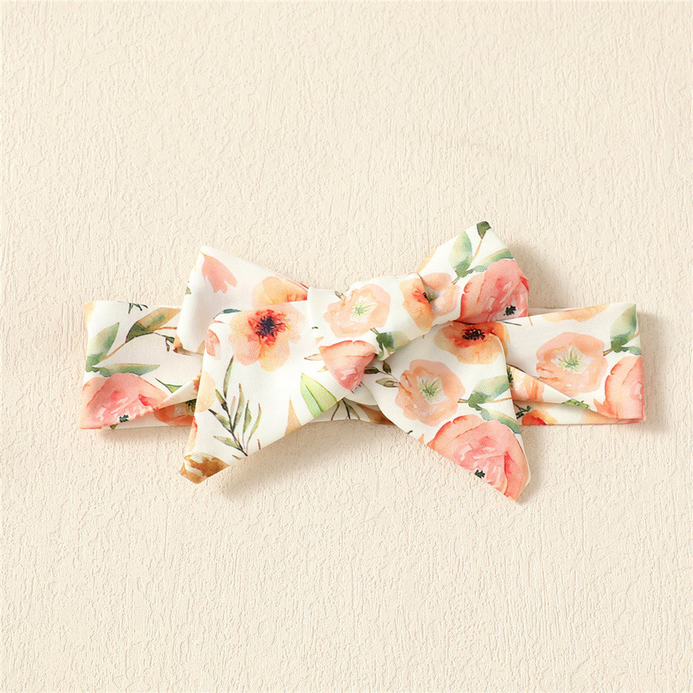 3-24 Months Baby Girl Fashion Puff Sleeve Floral Pattern Dress Baby Girl Princess Dress with Cutely Headband Casual Costumes Birthday Party Wear