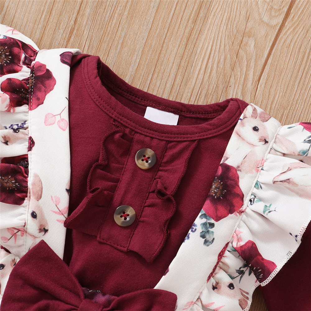 Catpapa girl | Outfit for 1-24Months Newborn&Toddler Baby Girl Leisure Longsleeves Floral Romper Set Comfortable Trendy Jumpsuit | Babies dress | Cute baby dresses | BabyFashion