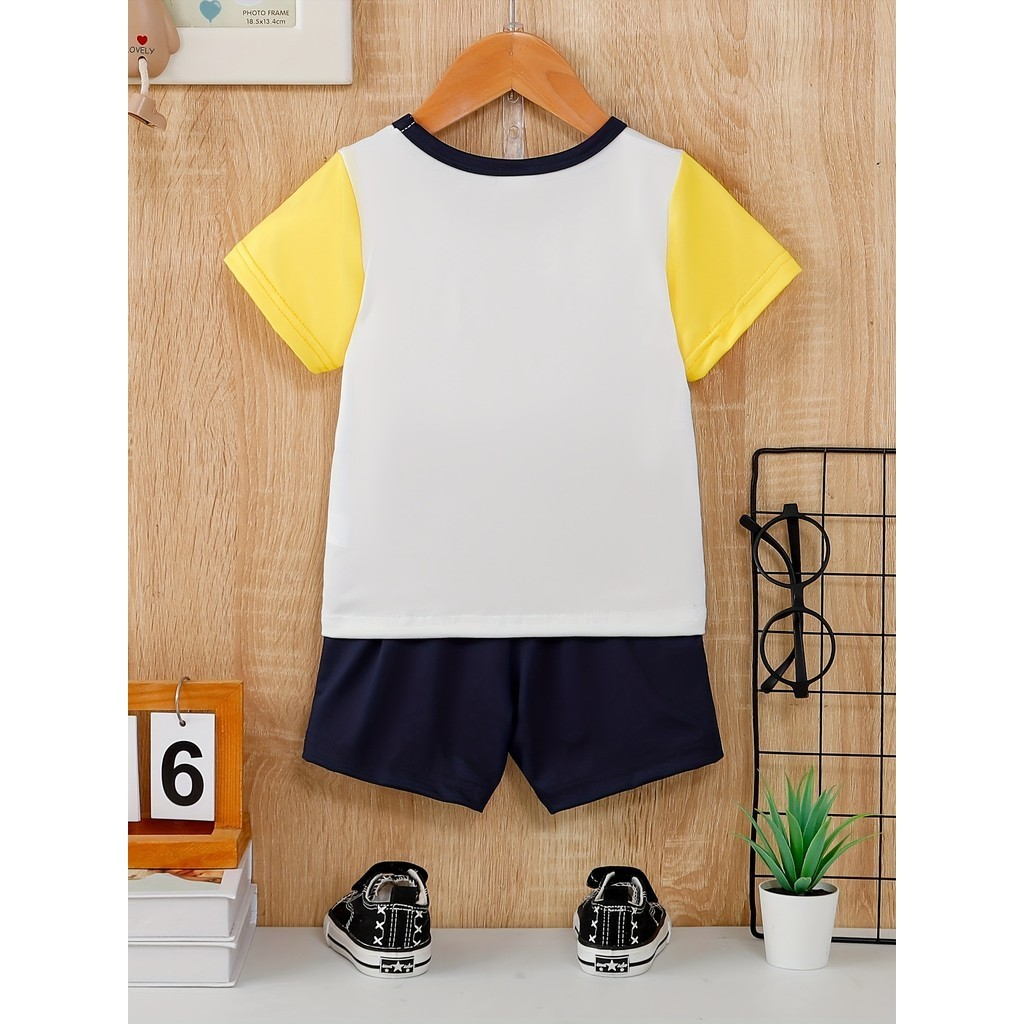 0-3 Years Toddler Baby Boy 2pcs Clothes Set Cartoon Giraffe Print T-shirt with Shorts Fashion Cute Style Daily Leisure Kid Boy Casual Costumes