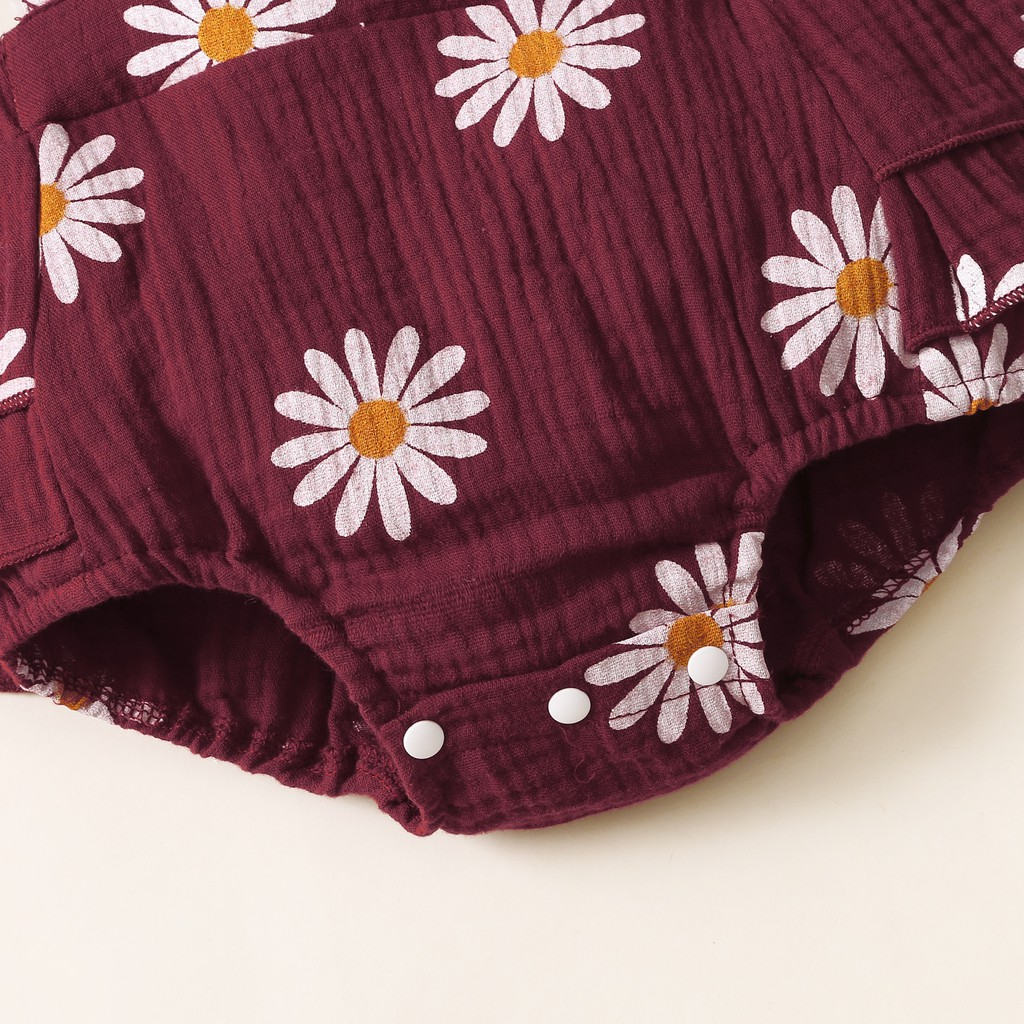 Newborn Baby Girl Romper Ruffle Fly Sleeve Cotton Romper with Headband Floral Print Outfit Clothing