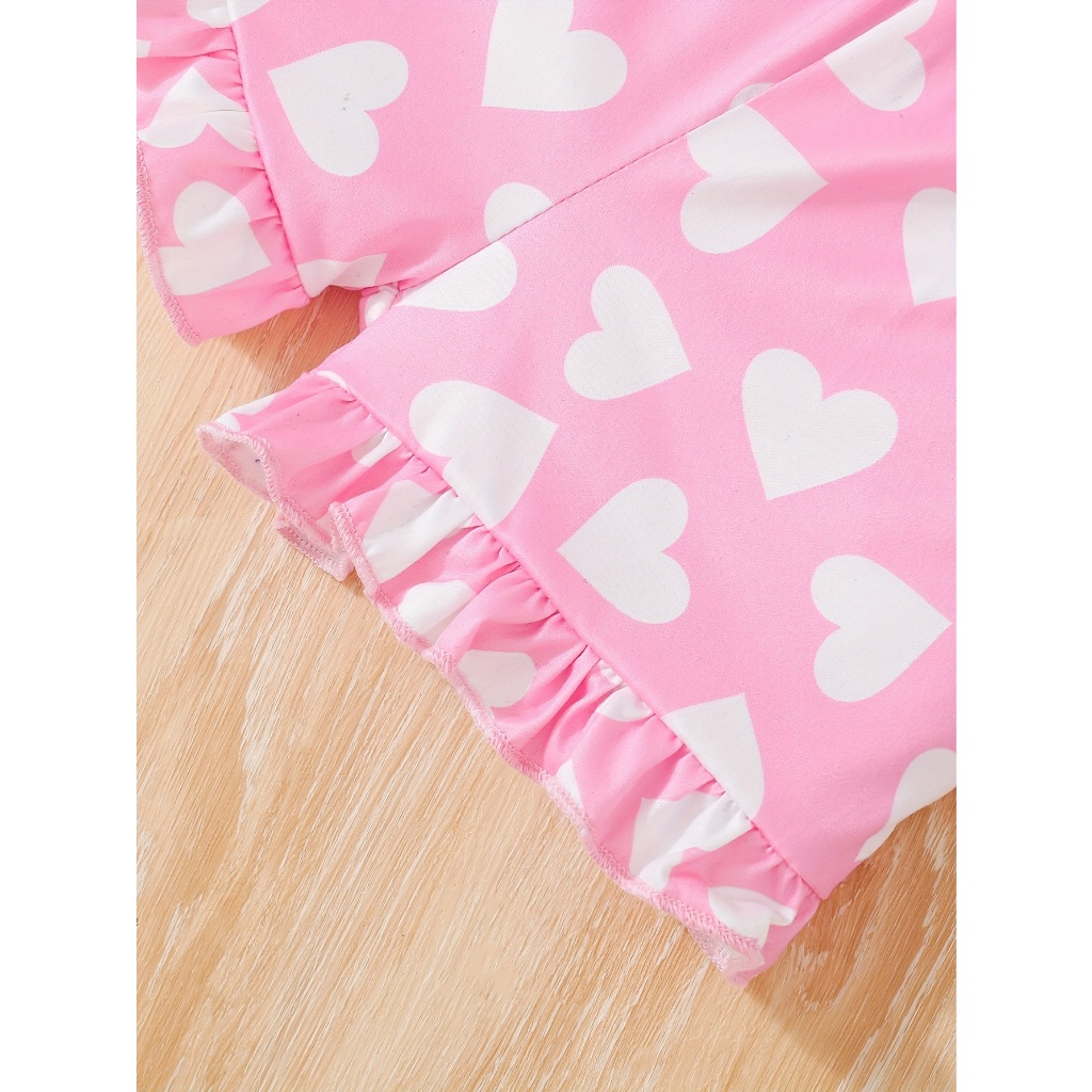 【 June to 3 years old 】 Girls' summer outfit set | White cat sleeveless top+pink heart-shaped polka dot shorts | Baby casual sports set | Sweet and cute baby clothes