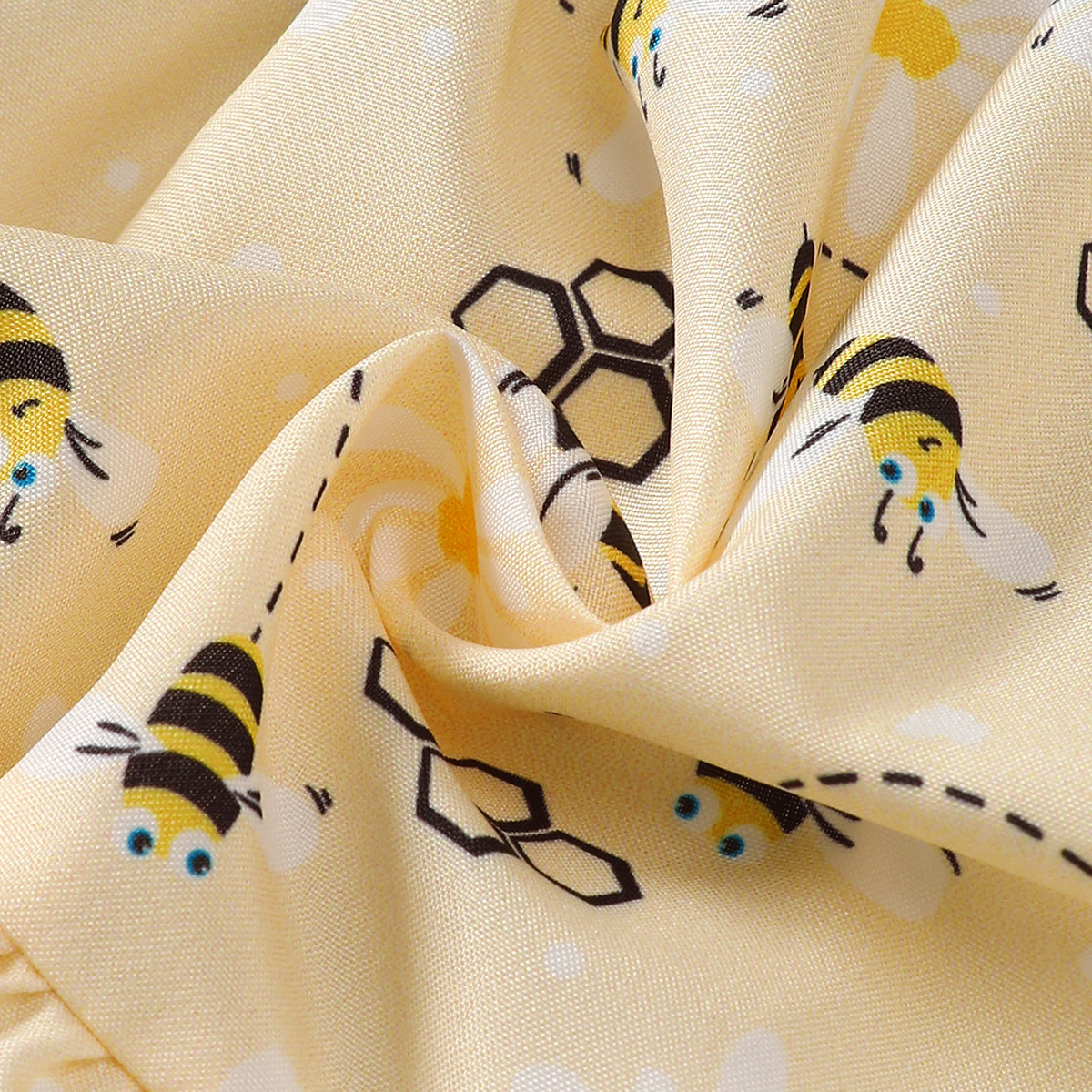 0-2 Years Baby Girl's Bee-Print Dress Set with Headband: Adorable & Breathable for Summer Play, Perfect for Infant & Toddler