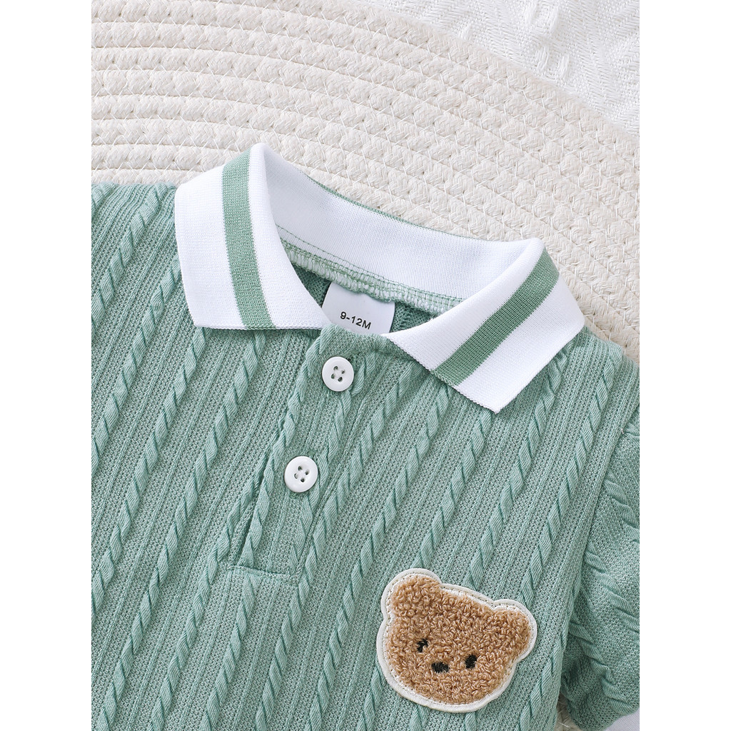 0-18Months Newborn&Toddler Baby Boy Leisure Printing Bear Christmas Jumpsuit Set