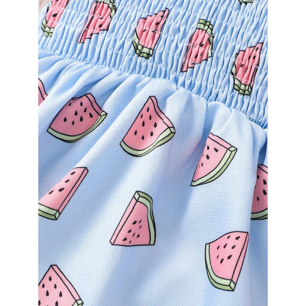 Baby Girls Watermelon Print Cami Dress for 6M-3Yrs, Cotton Sundress with Bow Straps, Cute Casual Outfit for Summer