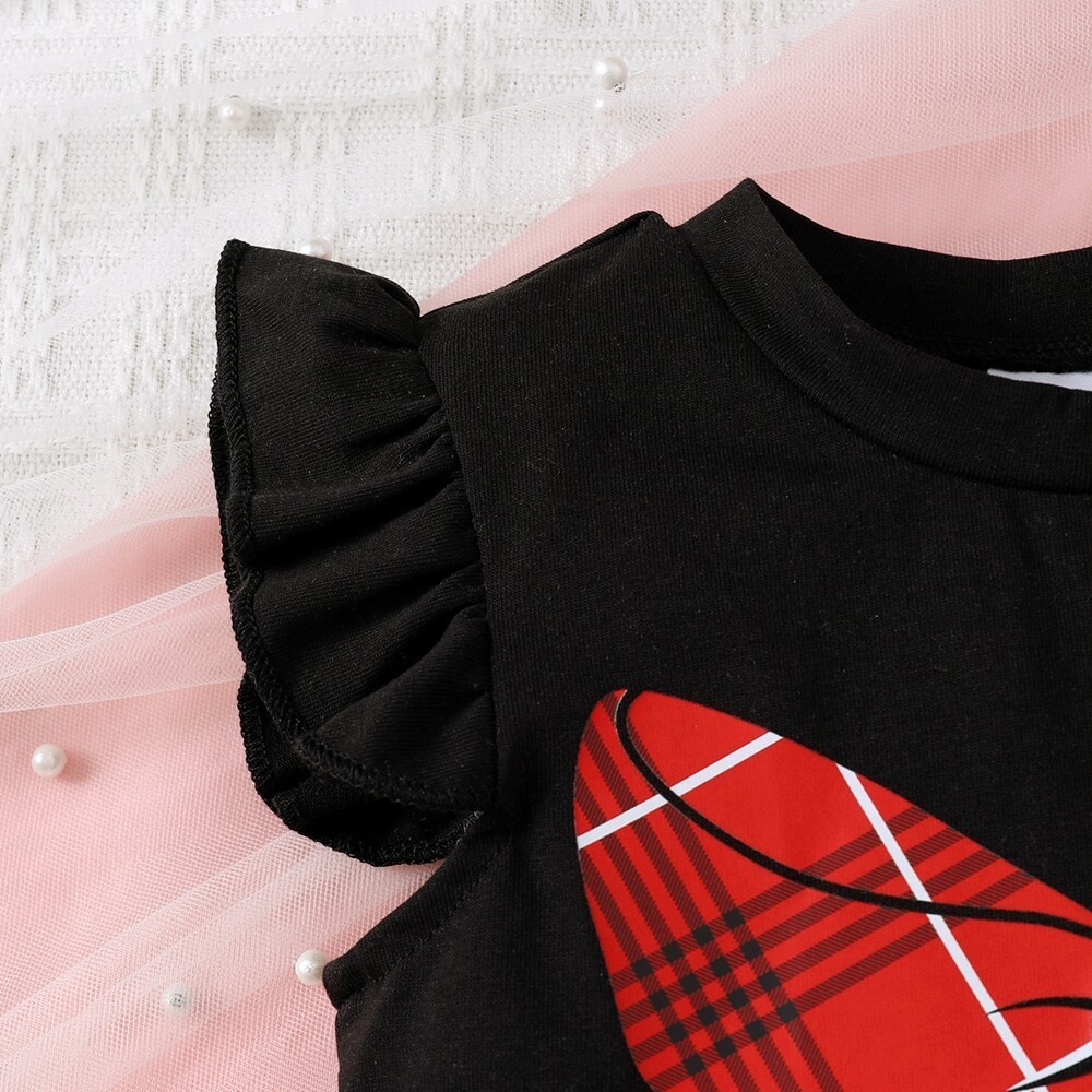 3-24 Months Toddlers Baby Girl 2PCS  Suit Set Short Sleeved Black Fly Sleeve Plaid Bow Print Shirt with Shorts Fashion  for Kid Girl Casual Costumes