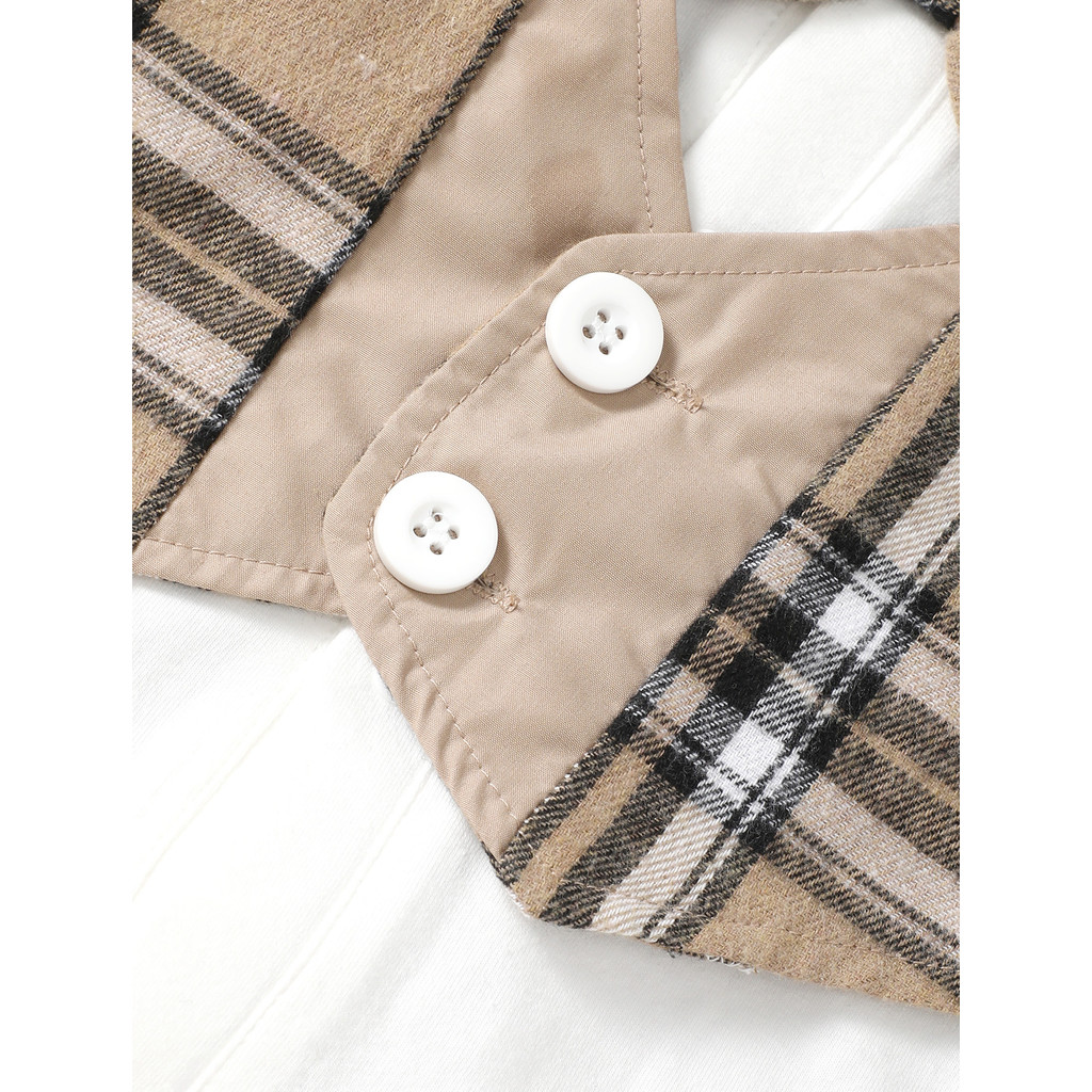 3-24 Months Toddler Baby Boy Gentleman's Suit Checkered Suit Jumpsuit with Hat