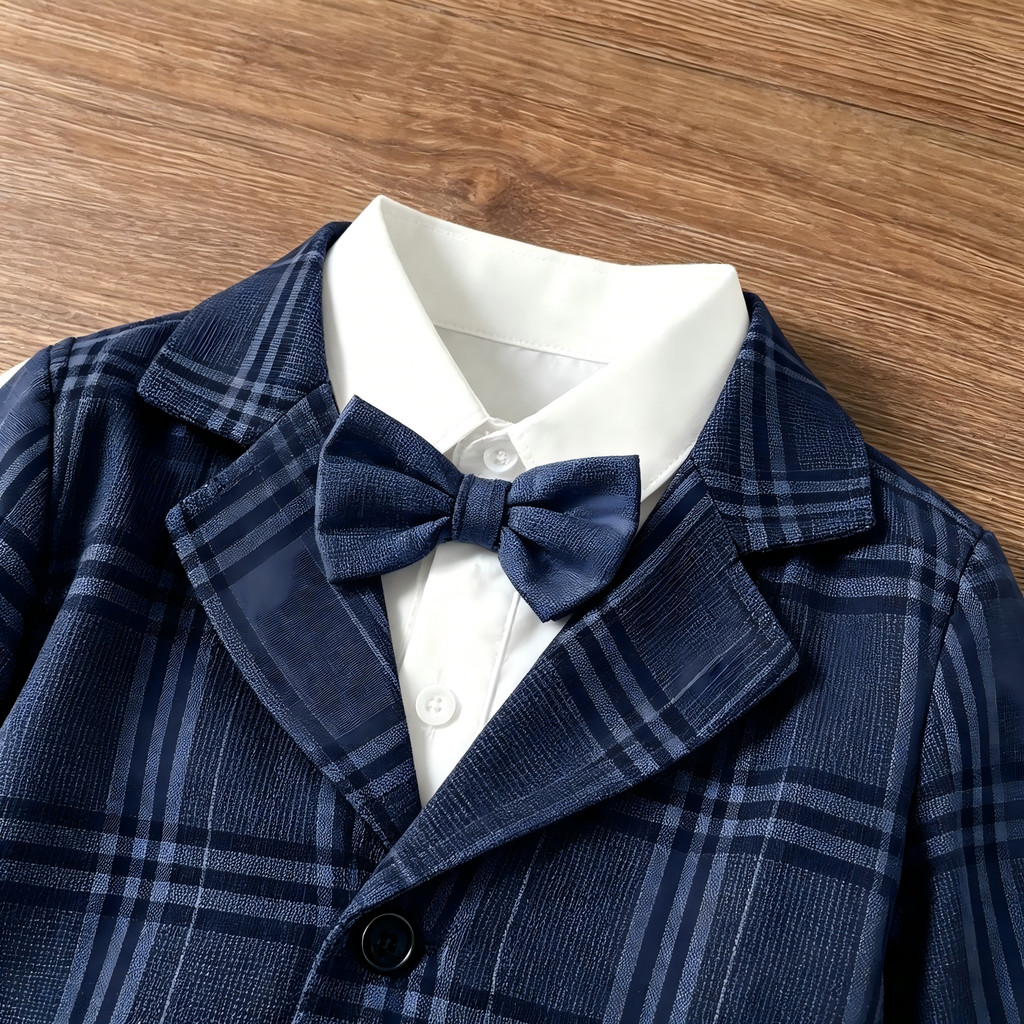 Catpapa boy | Baby Boy 3-18Months Plaid Formal Suit Set, Infant Gentleman Blazer + Pants + Bow Tie Outfit for Wedding Baptism Party | Boys clothes fashions | BabyClothing