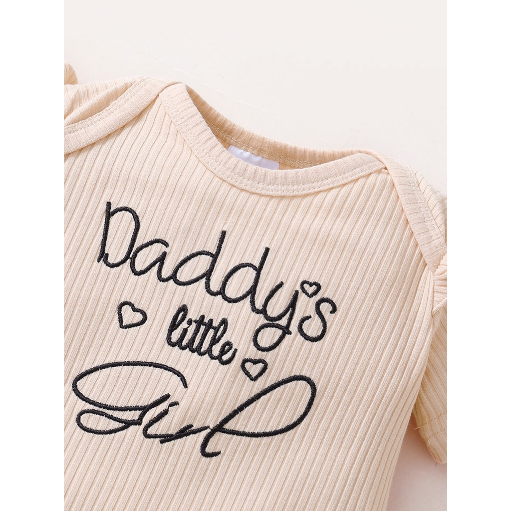 0-18 Months Newborn Baby Girl 3pcs Clothing Set Letter Print Long Sleeve Bodysuit with Pants Headwear Fashion Cute Infant Baby Girl Daily Outfit