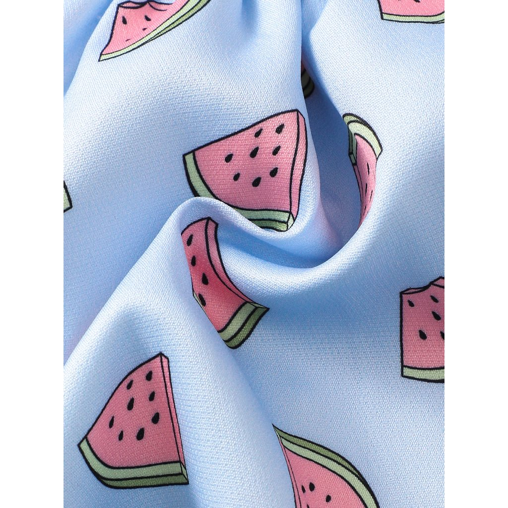 Baby Girls Watermelon Print Cami Dress for 6M-3Yrs, Cotton Sundress with Bow Straps, Cute Casual Outfit for Summer