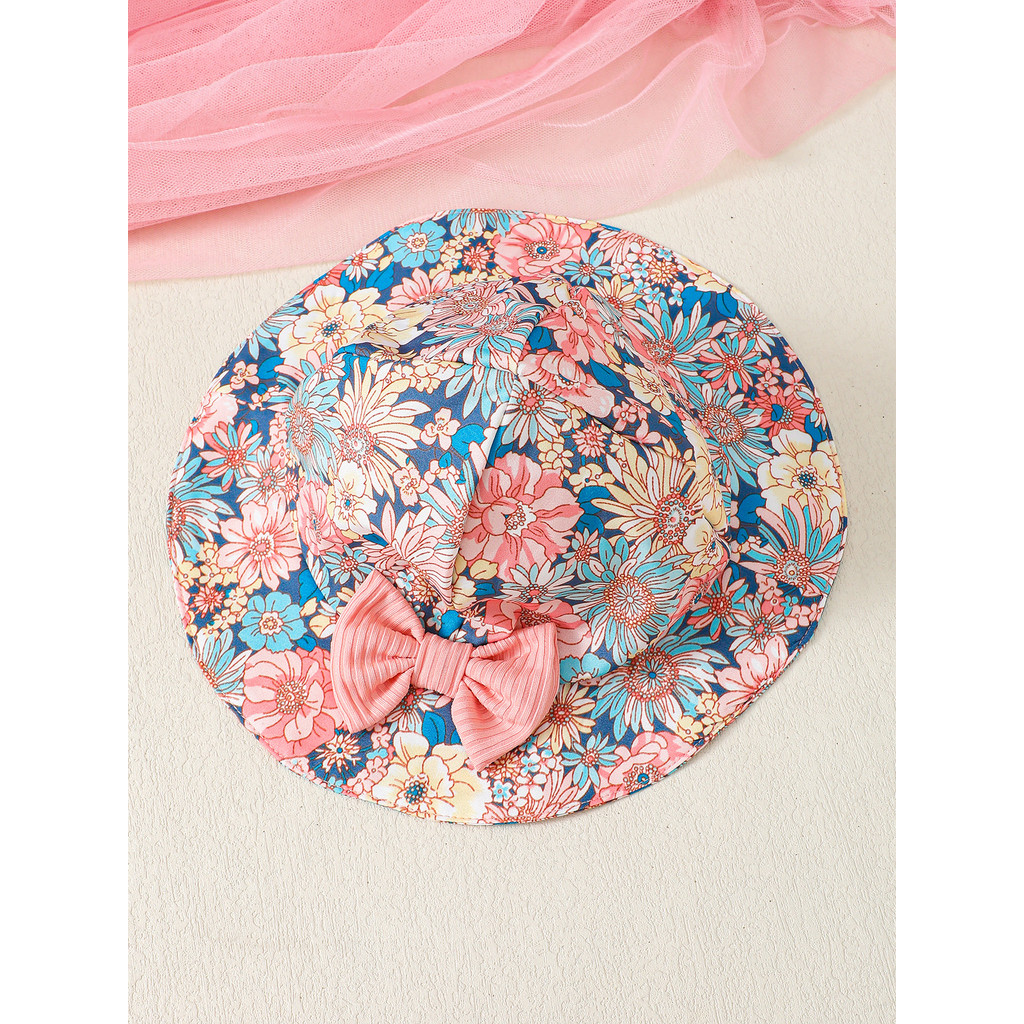 1-12Months Newborn Baby Girl 2pcs Clothing Set Sleeveless Ruffle Floral Romper with Hat Fashion Cute Style Daily Outfit