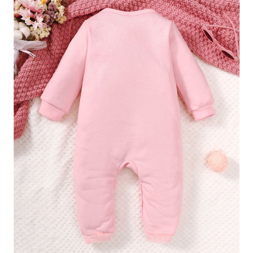 3-24 Months Baby Girl Pink Bear Print Long Sleeve Romper Cute Fashion Wear