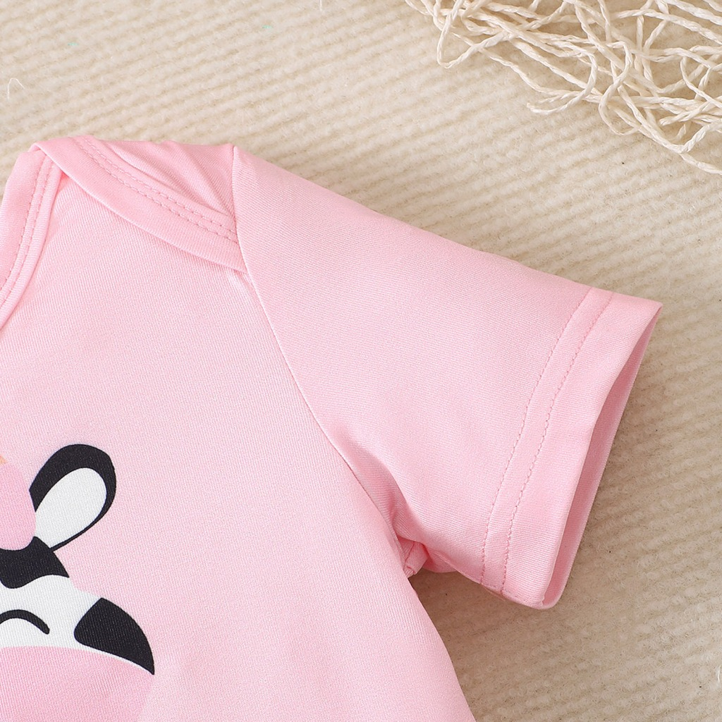 【0-18 Months】 Baby Girl Cow Print Skirt Romper Set | Pink Top + 2-Layer Ruffle Tutu with Matching Bow Headband | Cute Birthday Outfit
