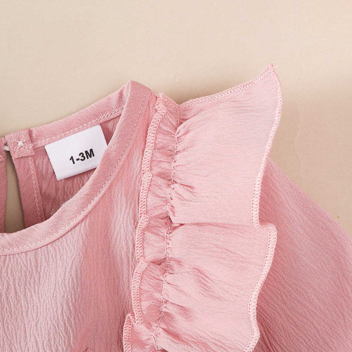 【2PCS】 1-18M Baby Girl Outfit | Pink Ruffle Long Sleeve Dress with Bow + Matching Bow Headband | Soft Casual Set