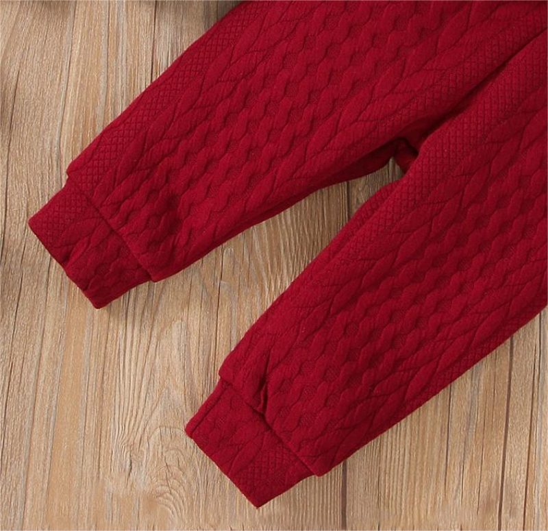 【2PCS】 0-3Y Toddler Baby Clothes Set | Red Cable Knit Sweatshirt + Matching Pants | Warm Casual Wear