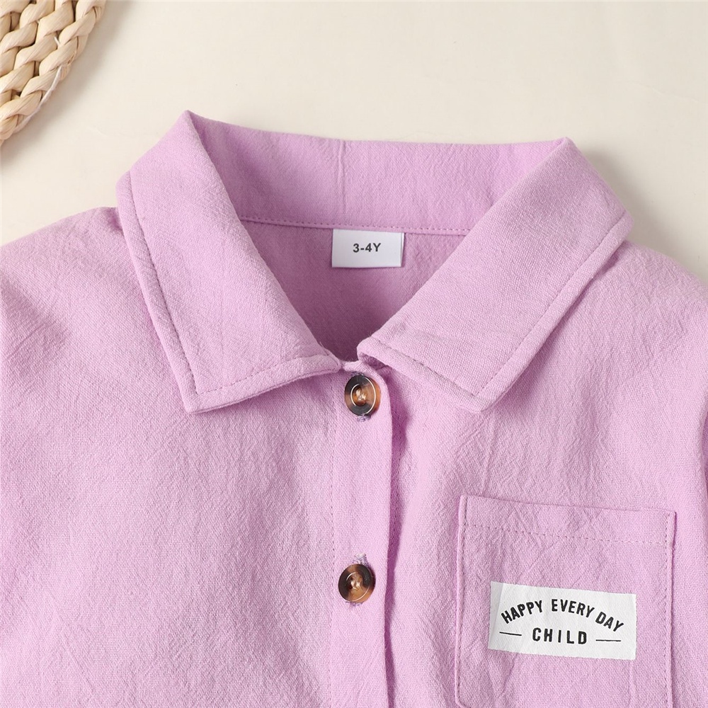 【2PCS】 1-6Y Baby Girl clothes Set | Purple Button-Down Shirt + Purple Plaid Sleeveless Dress | Fashion Casual Outfit