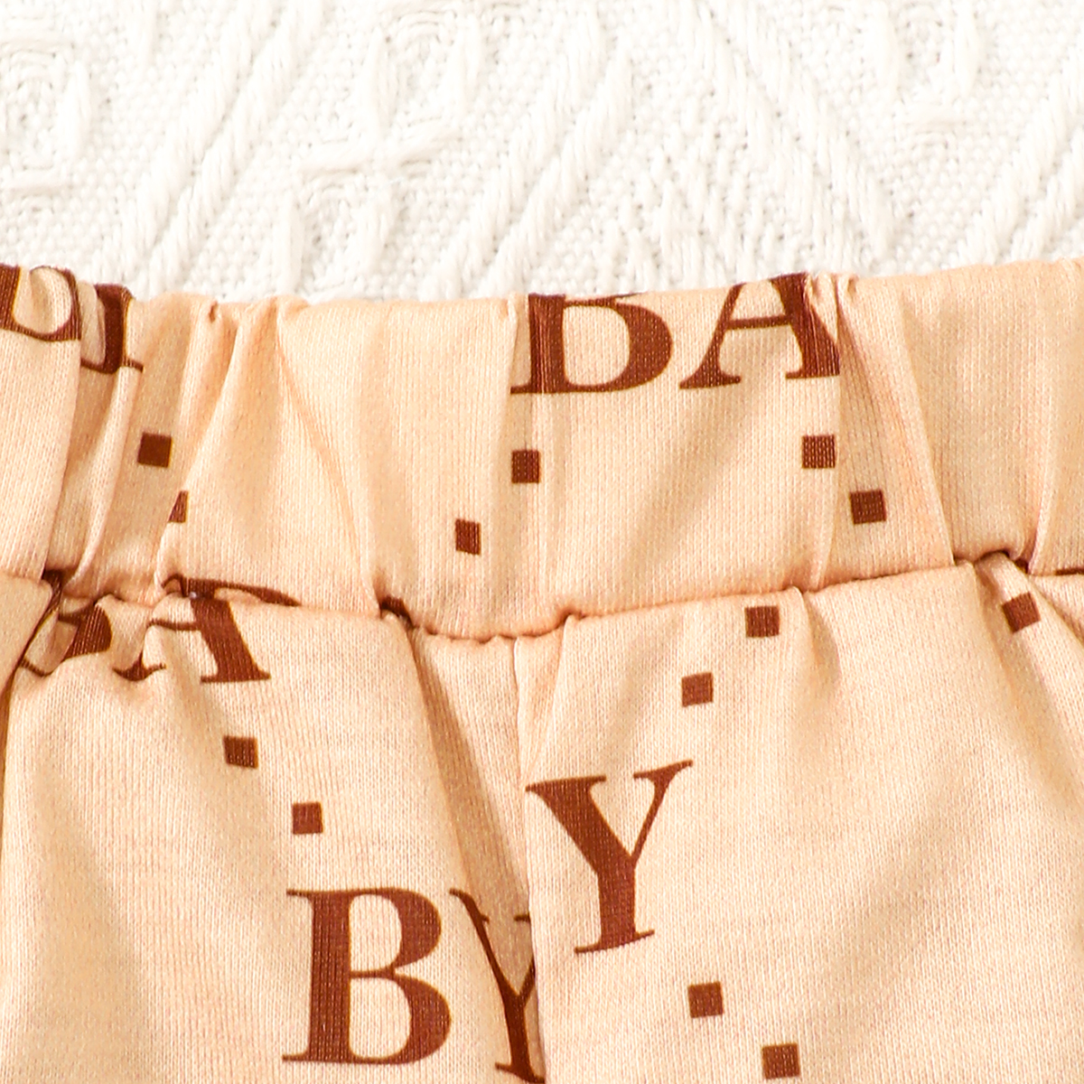 【0-3Y】 2PCS Toddler Boy Outfit | Allover Letter Print T-shirt with Contrast Pocket + Striped Shorts | Trendy Light Luxury Style Set