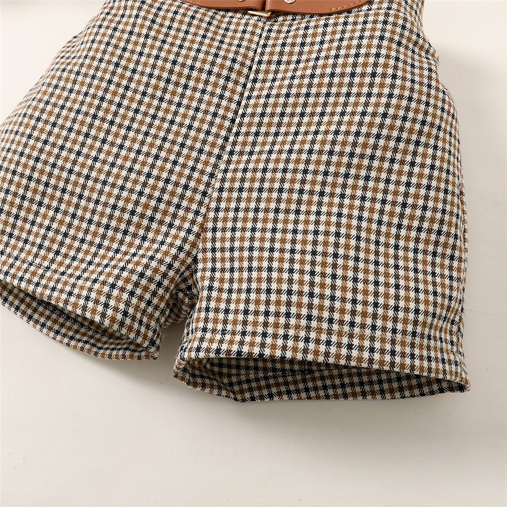 【2PCS】 1-6Y Baby Girl Clothes Set | Ribbed Letters Print T-shirt + Plaid Shorts | Casual Summer Outfit