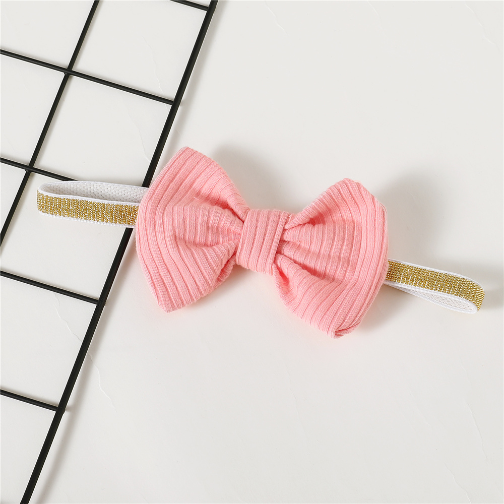 【2PCS】 0-12M Baby Girl Outfit | Pink Ribbed Ruffle Trim Romper with Bow + Matching Headband | Soft Casual Wear