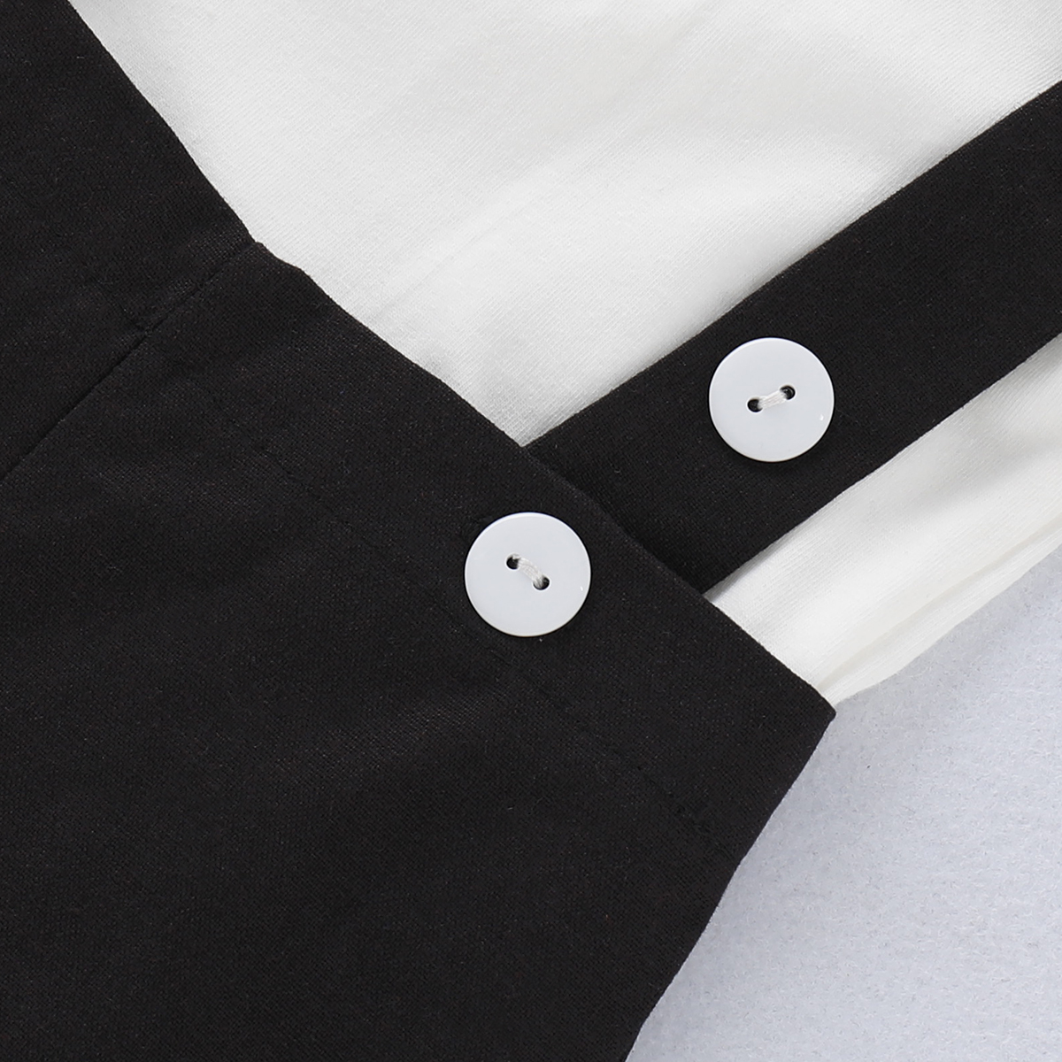 【2PCS】 6-24M Baby Boy Formal Set | White Romper + Black Suspender Shorts with Bow Tie | Classic Party Outfit