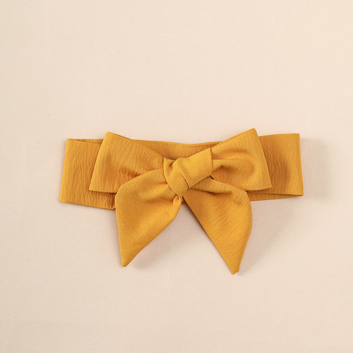 【2PCS】 1-18M Baby Girl Set | Mustard Yellow Ruffle Dress with Bow + Matching Bow Headband | Adorable Everyday Wear
