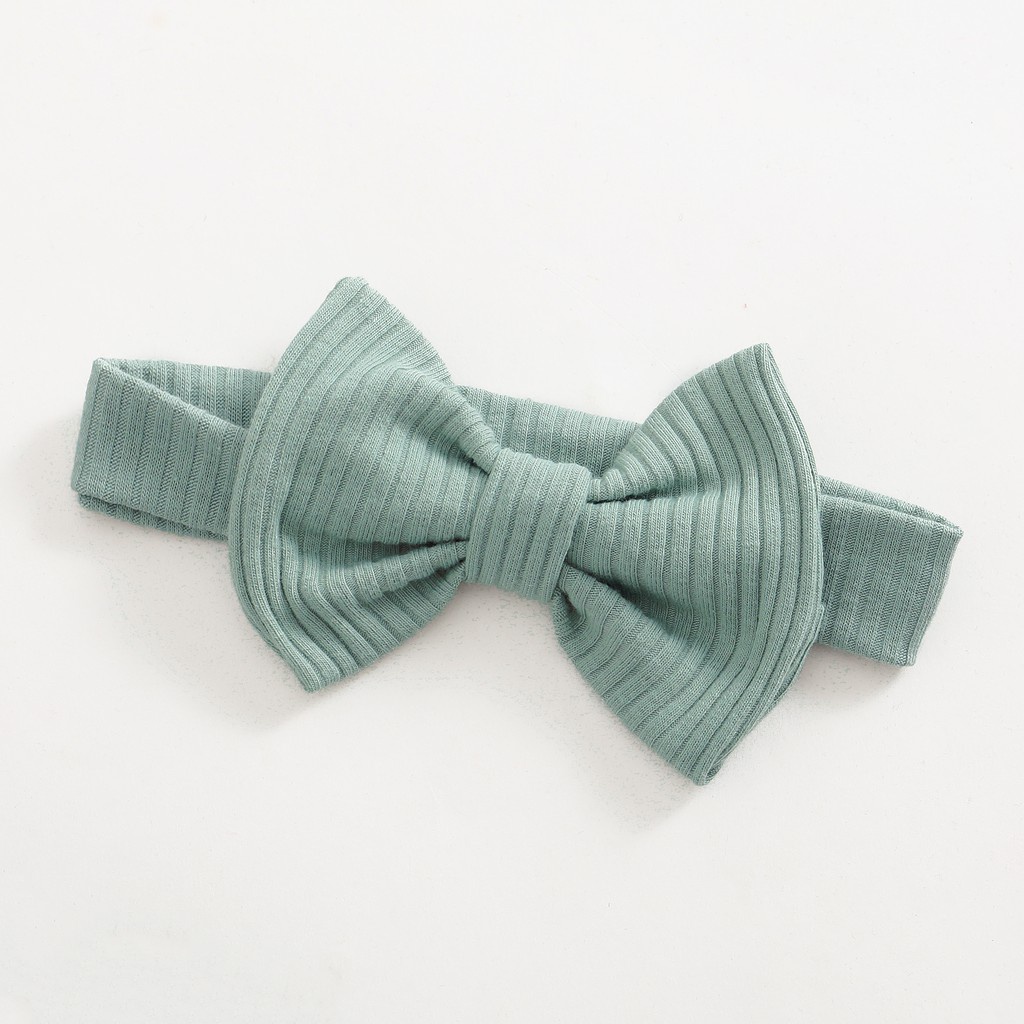 【2PCS】 0-18M Baby Girl Romper Set | Mint Green Ribbed Ruffle Long Sleeve Jumpsuit with Bow + Matching Headband | Cute Daily Wear