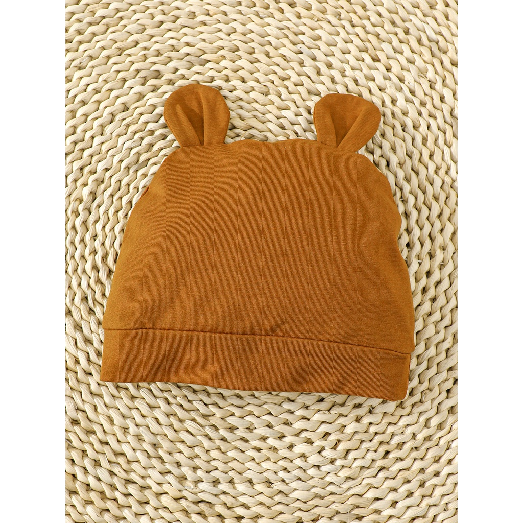【0-6M】 2PCS Newborn Baby Outfit: Dinosaur Print Short-Sleeve Bodysuit + Ear Hat – Cute Summer Daily Set
