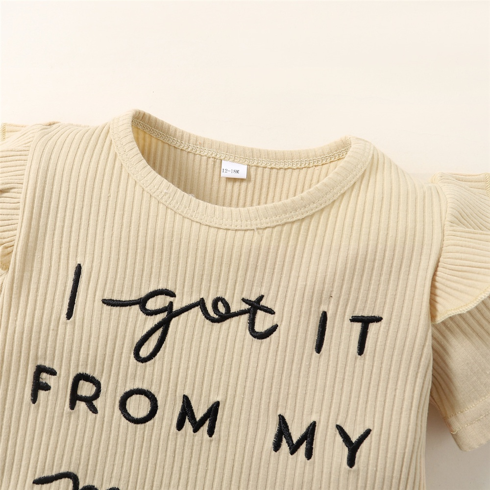 【2PCS】 1-6Y Baby Girl Clothes Set | Ribbed Letters Print T-shirt + Plaid Shorts | Casual Summer Outfit