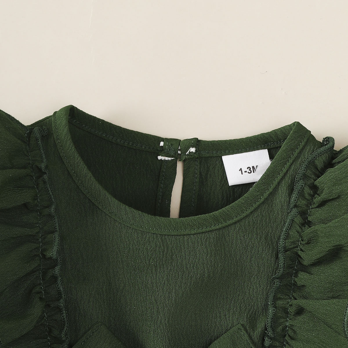 【2PCS】 1-18M Baby Girl Set | Dark Green Long Sleeve Dress with Big Bow + Matching Bow Headband | Elegant Christmas Outfit