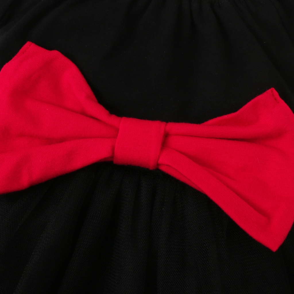 【2PCS】 0-18M Baby Girl Tutu Romper Set | Black Tulle Dress with Red Bow + Matching Headband | Birthday Party Outfit