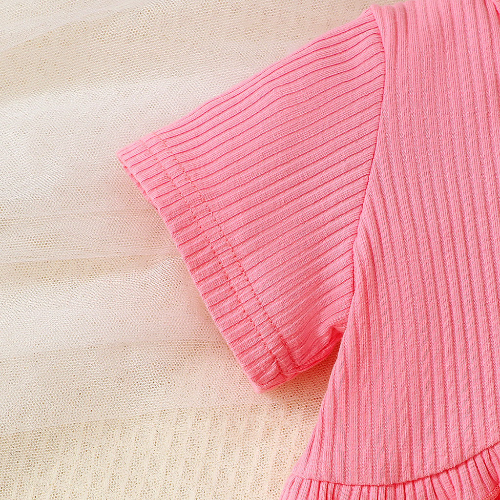 【2PCS】 6M-3Y Baby Girl Outfit | Pink Ribbed Cardigan + Tropical Floral Print Dress with Bow | Sweet Summer Set