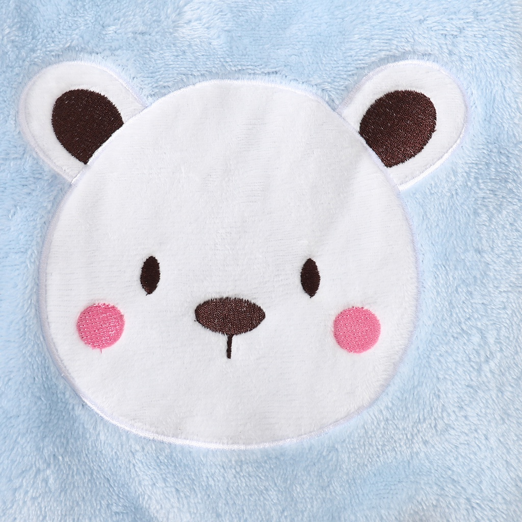 【6M-3Y】 2PCS Toddler Fleece Outfit: Bear Face Embroidered Crewneck Sweatshirt + Paw Print Pants – Cozy Casual Winter Set