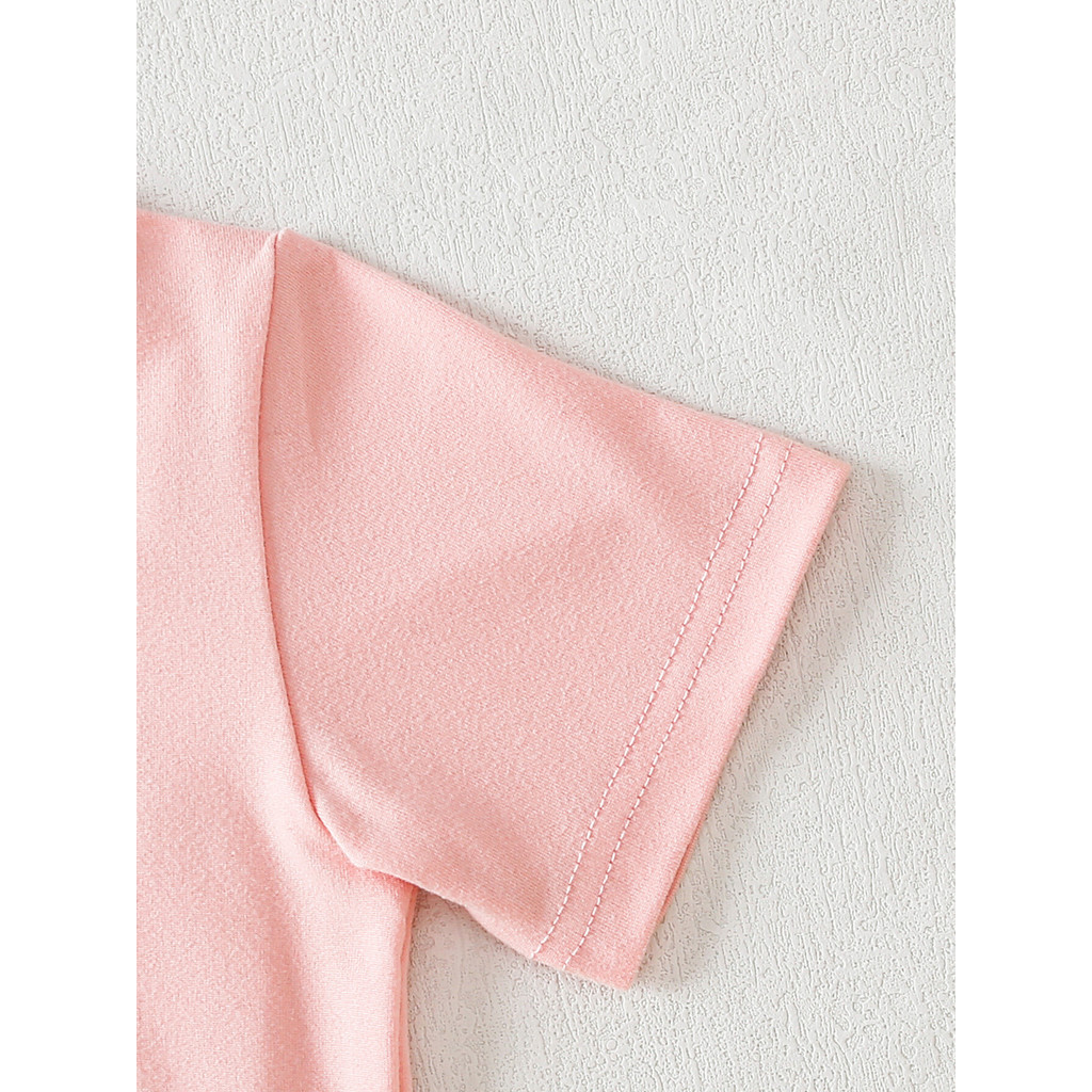 Set for 0-3Years Newborn Baby Girl Infant Pink floral denim letter pattern print autumn and summer full body set