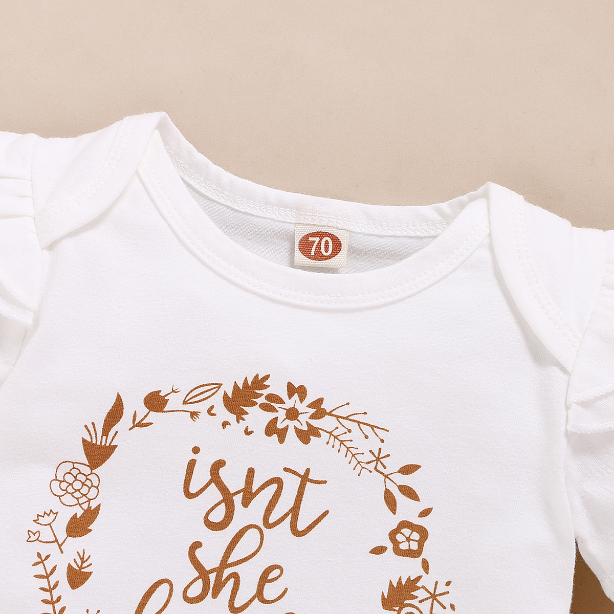 【0-18M】 Baby Girl White Floral Print Romper | "Isn't She Lovely" Letter Print Crawler | Cute Short-Sleeve Outfit for Newborn baby clothes