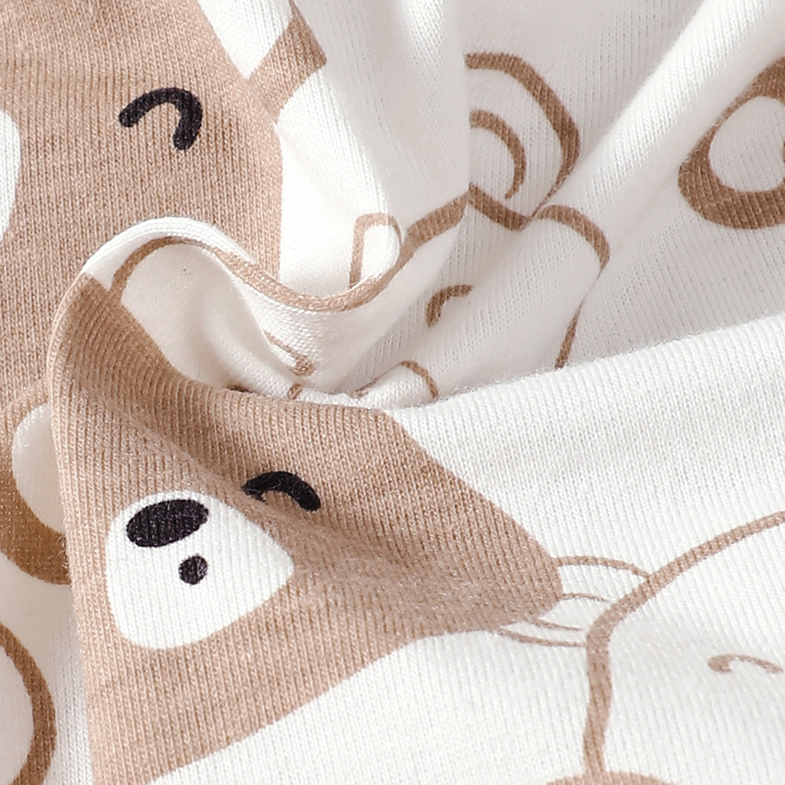 【4PCS】 0-9M Baby Boy Set | Bear Print Bodysuit + Solid Pants + Matching Ear Hat + Booties | Soft Newborn Wear
