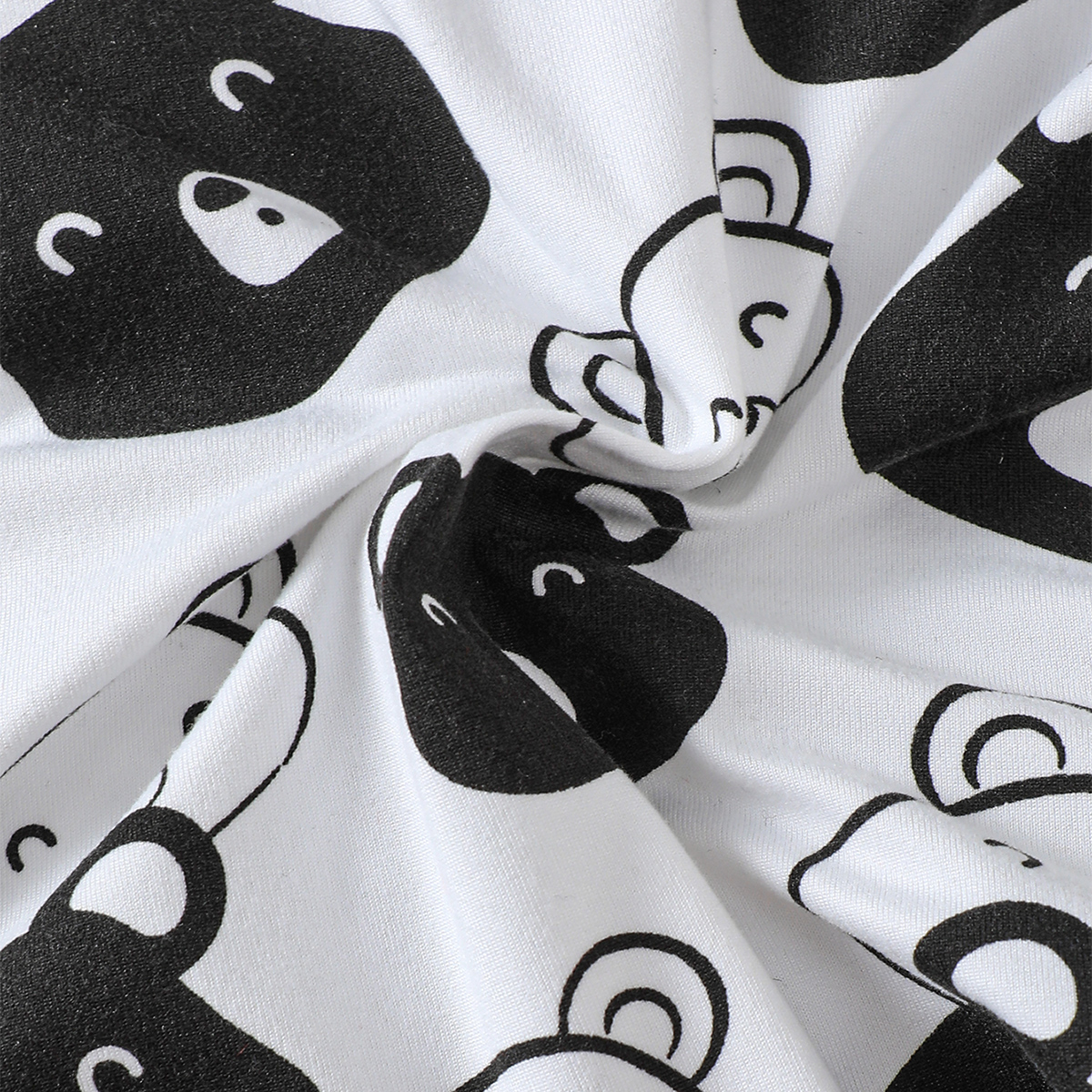 【4PCS】 0-9M Baby Boy Set | Black & White Bear Print Bodysuit + Black Pants + Matching Ear Hat + Booties | Adorable Casual Outfit