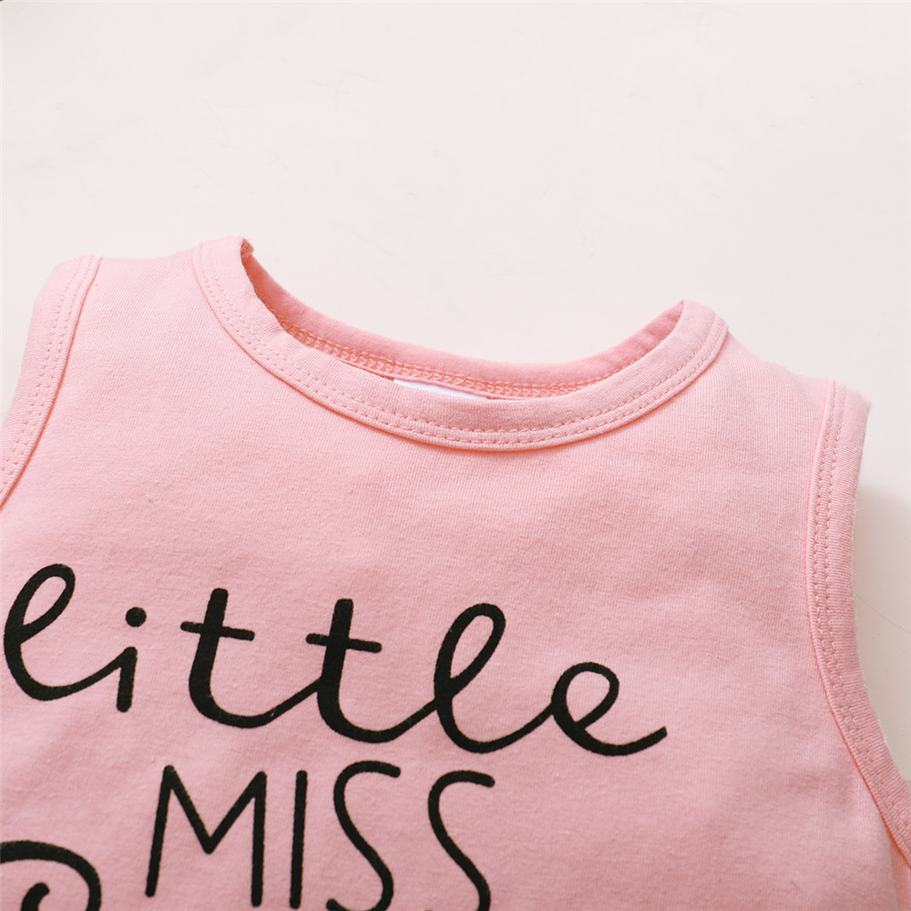 【3PCS】 12M-5Y Baby Girl Clothes Set | "Little Miss Sassy Pants" Letters Print Tank Top + Camouflage Pom Pom Shorts + Bow Headband | Trendy Summer Set