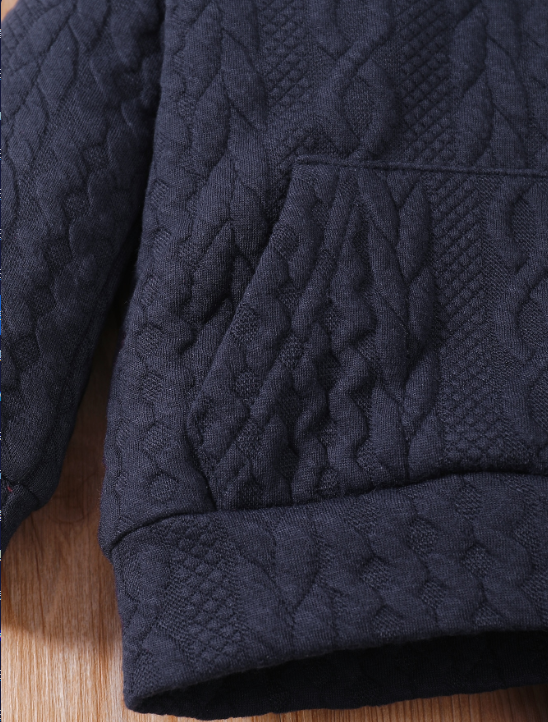 Catpapa boy |【2PCS】 3-24M Toddler Set | Navy Blue Cable Knit Hoodie with Ears + Matching Pants | Cozy Fall/Winter Outfit | Boys clothes fashions | Two piece set for kids boys | BabySuit