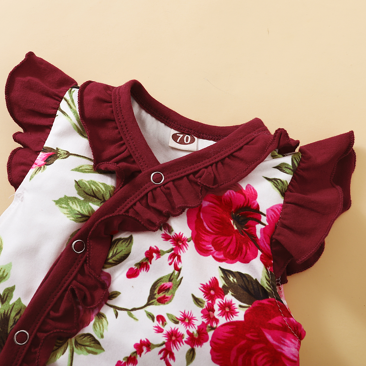 0-4Y Girls' Floral Print Ruffle Romper & Headband Set | Soft Sleeveless Jumpsuit, for Daily Wear & Photoshoots, Baby Girls