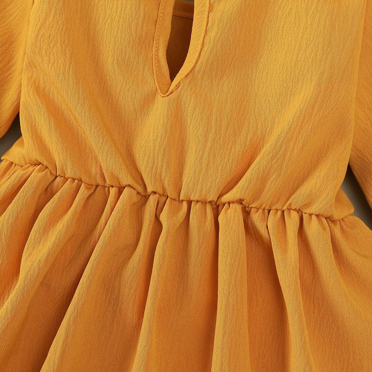 【2PCS】 1-18M Baby Girl Set | Mustard Yellow Ruffle Dress with Bow + Matching Bow Headband | Adorable Everyday Wear