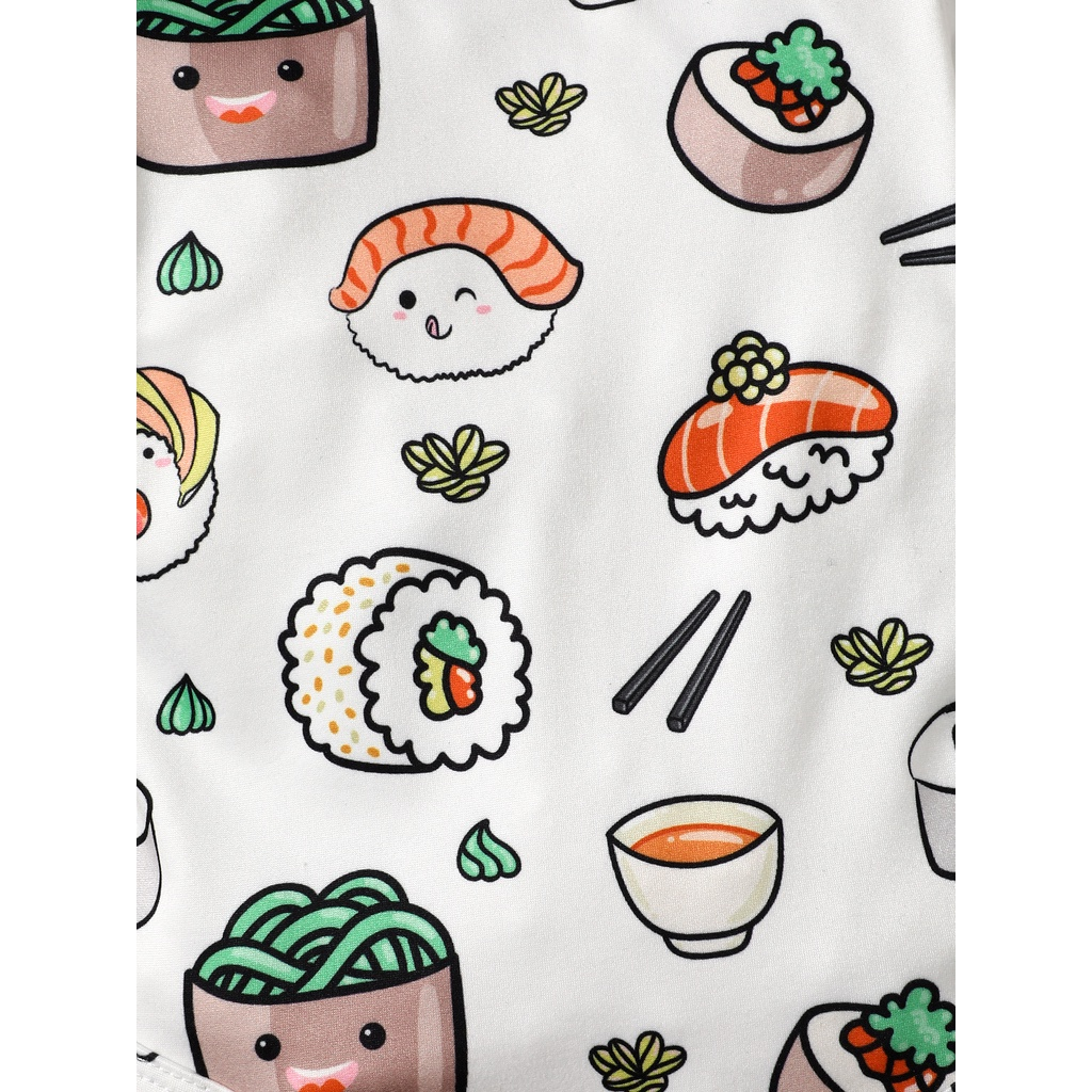【3-24M】 Unisex Baby Summer Romper / Sushi Print Short-Sleeve Bodysuit / Cute Cartoon Food Daily Outfit