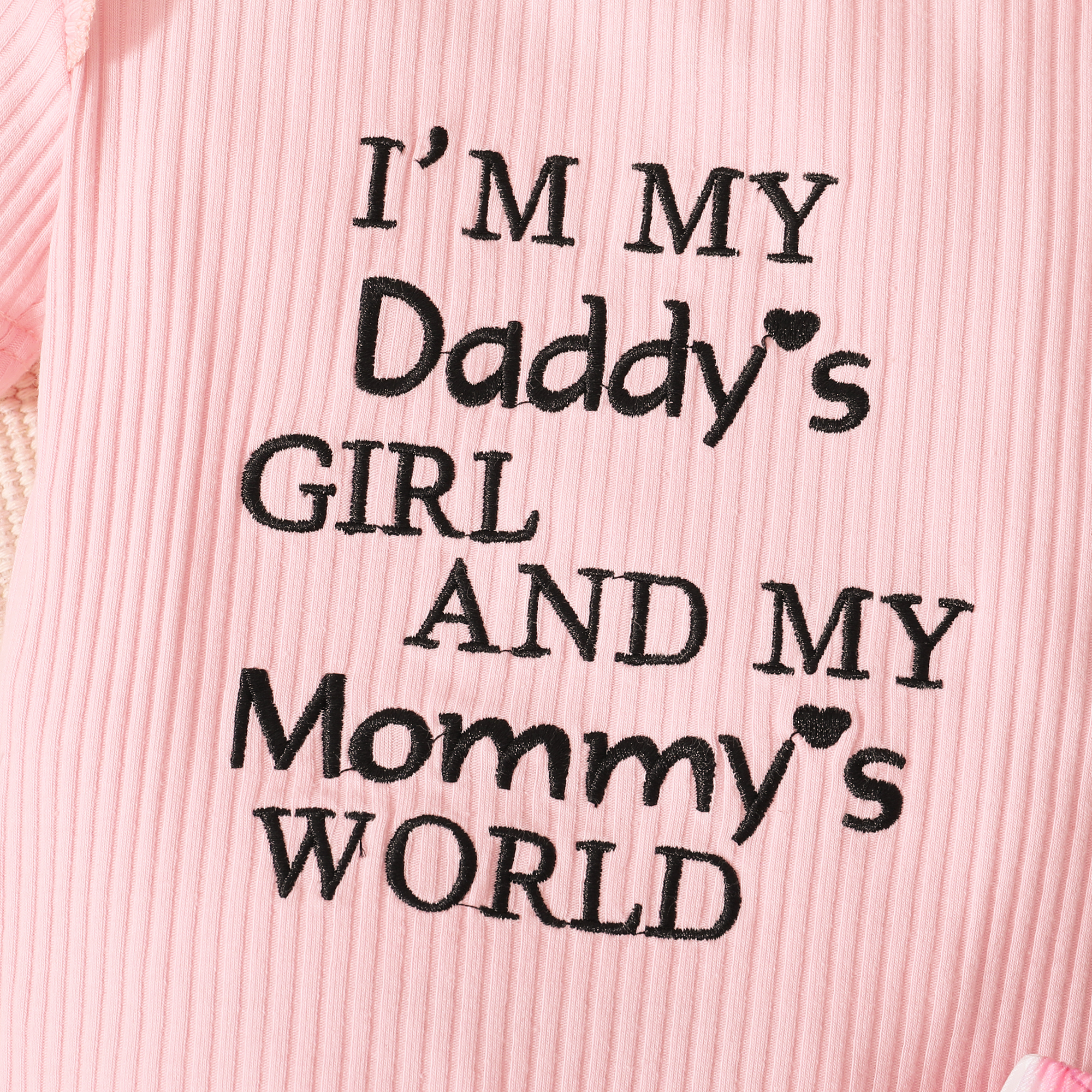 【3PCS】 0-18M Baby Girl Clothes Set | Ribbed "Daddy's Girl" Embroidery Romper + Floral Shorts + Bow Headband | Cute Summer Outfit