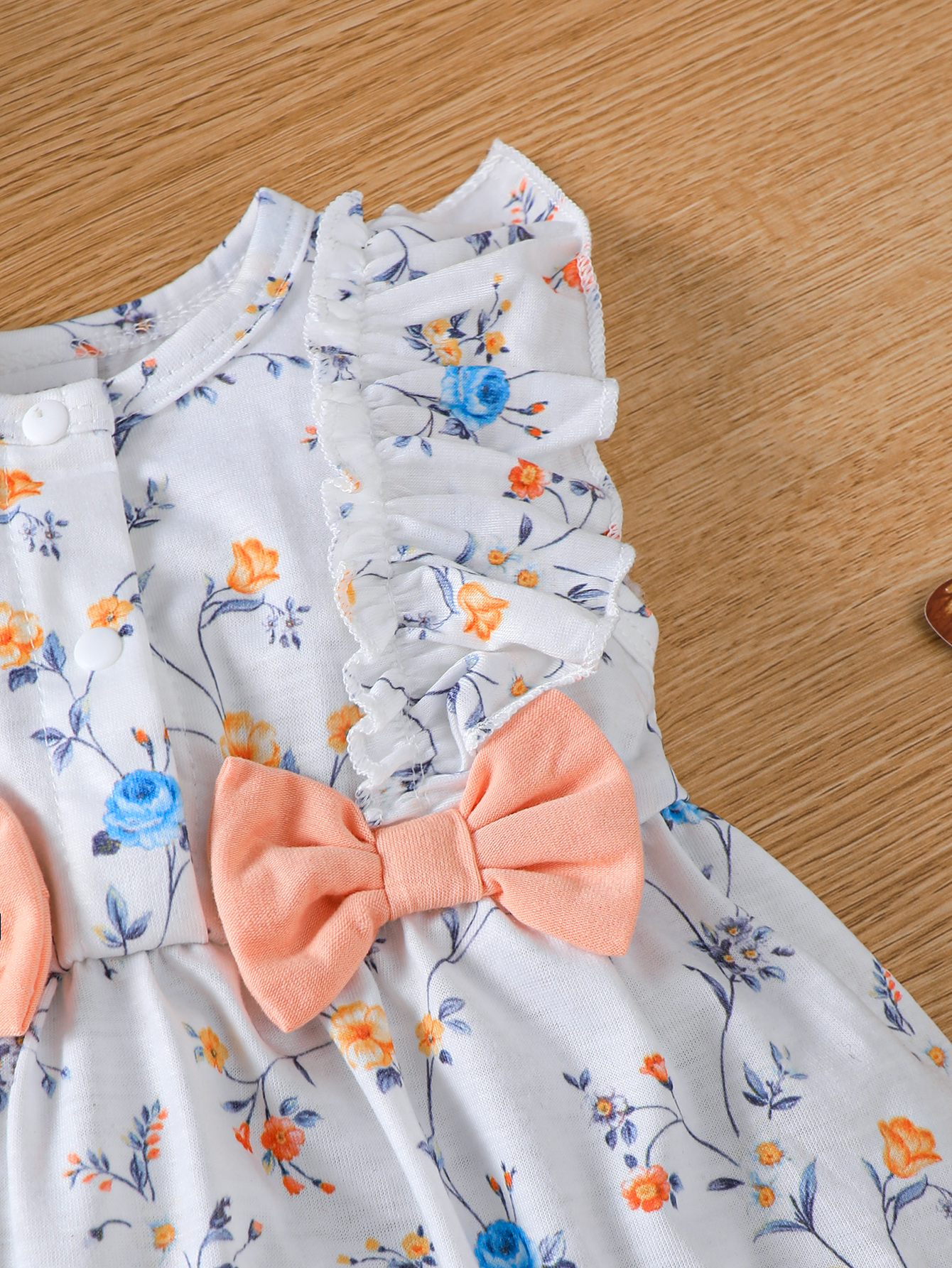 0-3Y Girls' Floral Print Ruffle Dress with Matching Sun Hat | Soft Cotton Sleeveless 2-Piece Outfit, for Daily Wear & Outdoor Activities, Baby Girls