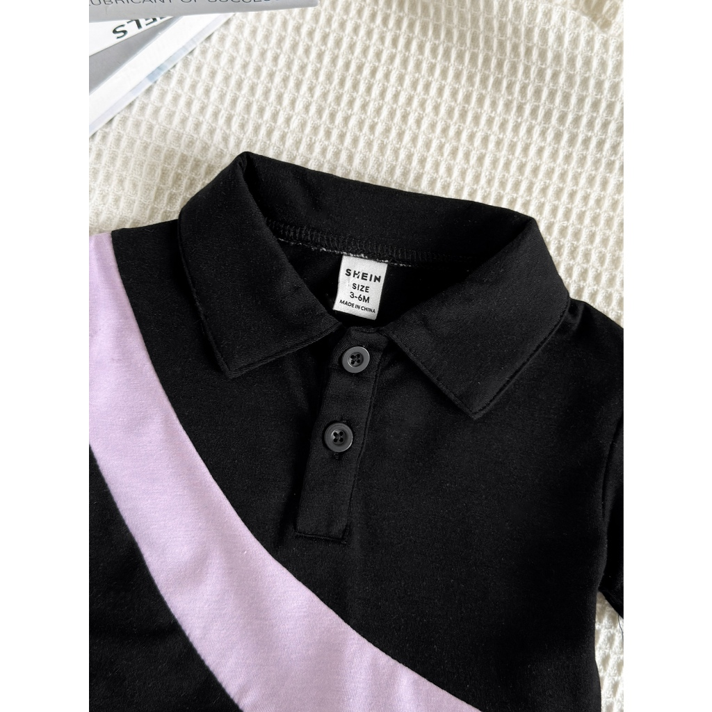 Sporty Tracksuit Set for Boys Aged 3-36 Months - Trendy Black Color-Block Outfit