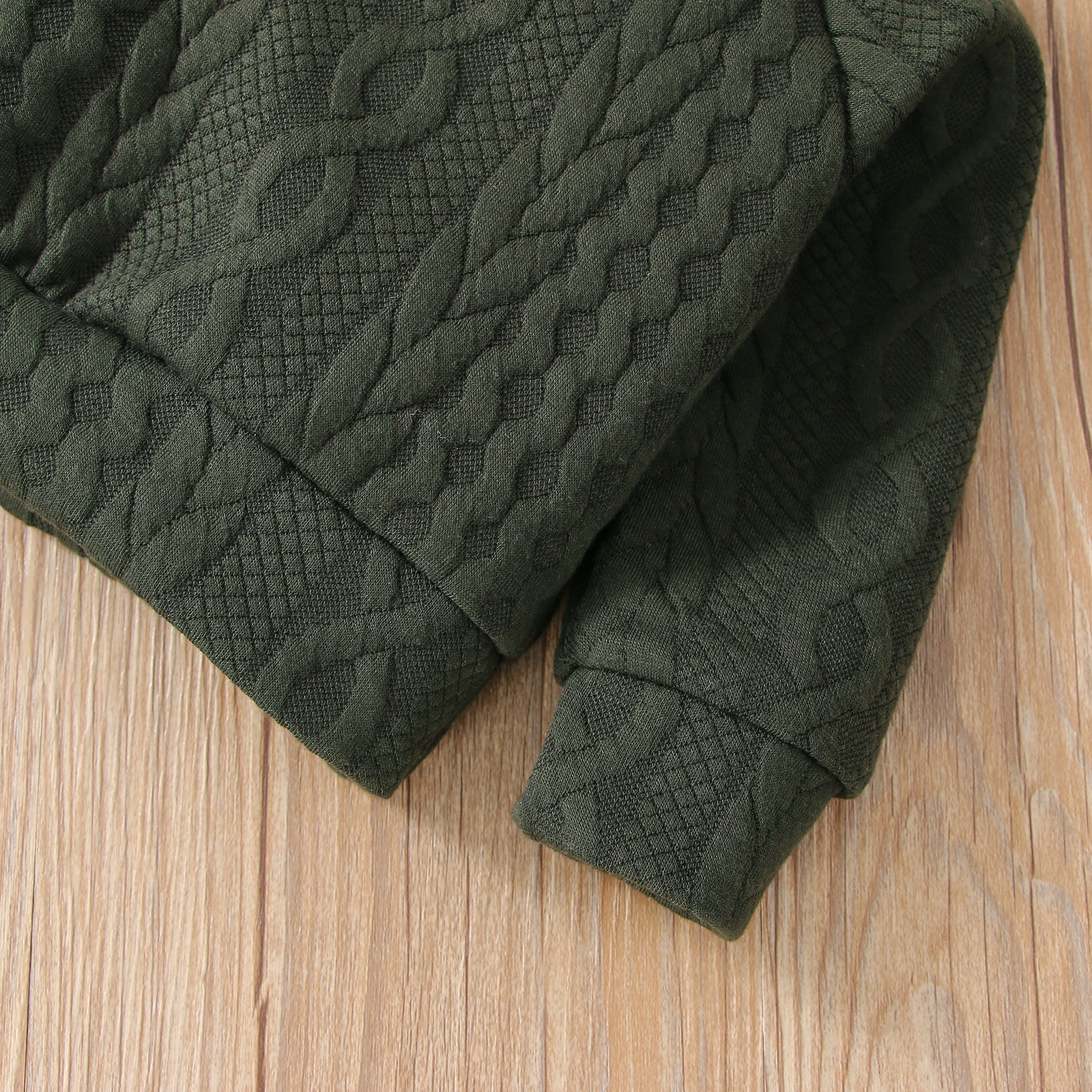 【2PCS】 0-3Y Baby Fall Outfit | Dark Green Cable Knit Sweatshirt + Matching Pants | Comfortable Winter Wear